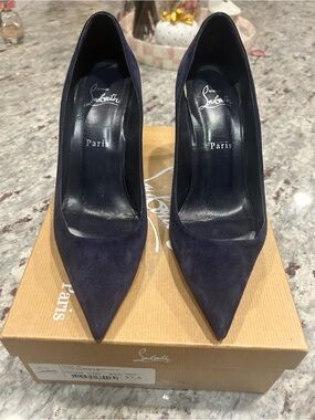 Christian Louboutin Kate 85 Navy Suede Heel (3.3” heel)